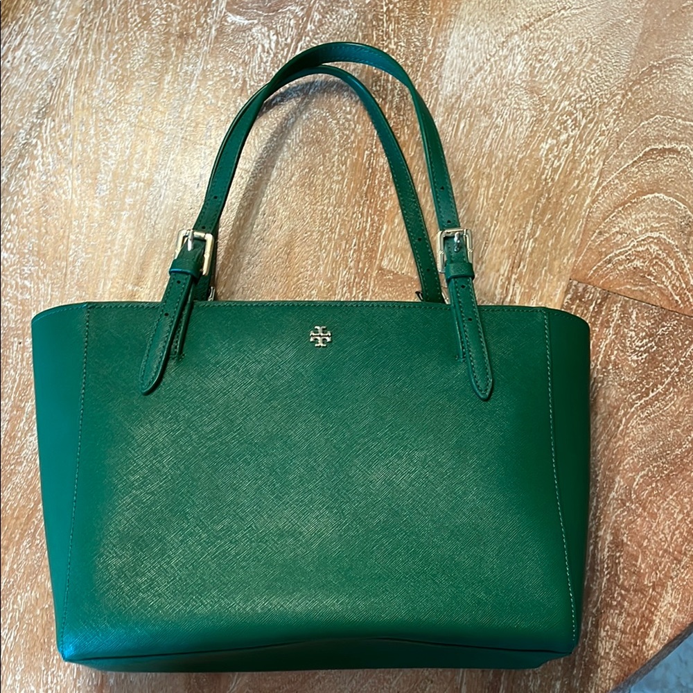 Tory Burch Green Leather Tote Bag